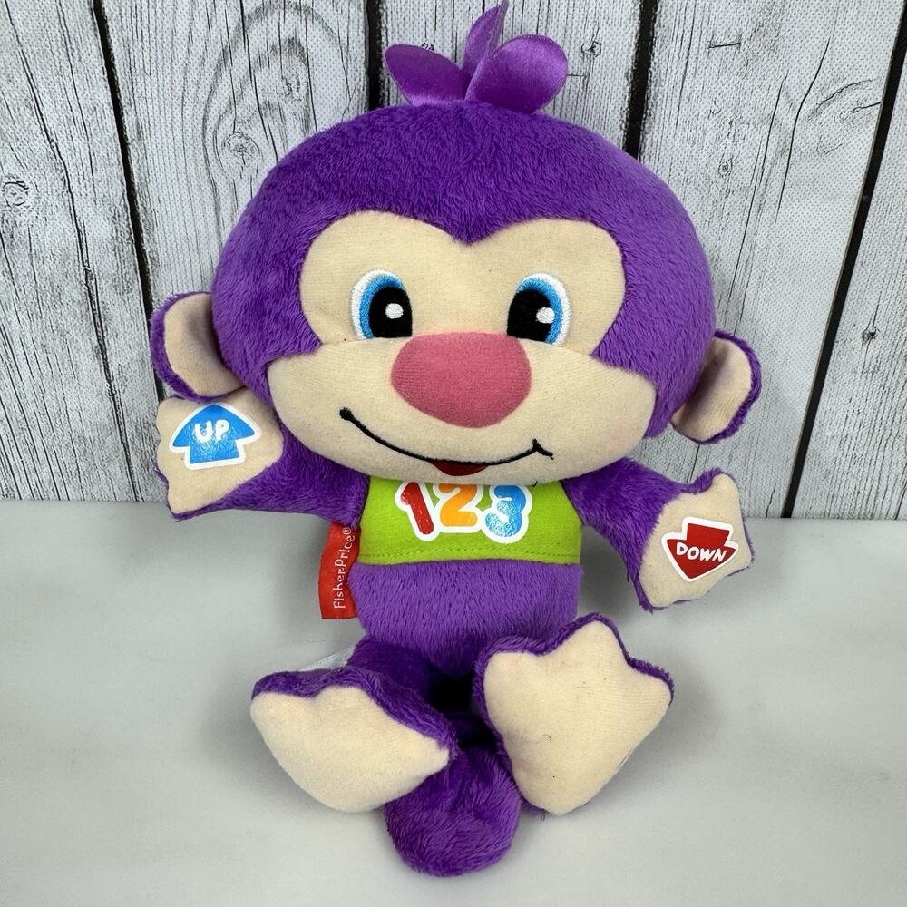 Fisher Price Laugh & Learn Learning Opposites Monkey Plush Purple Toy 123 WORKS